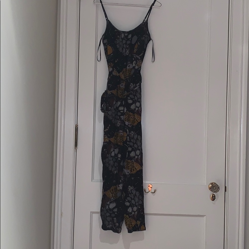 Navy flower print jumpsuit